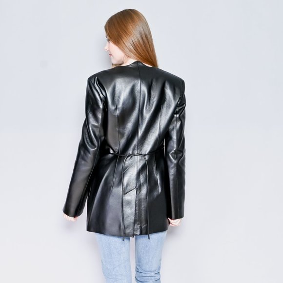 MATERIEL Tbilisi Wave Scalloped Edge Faux-Leather Jacket - Picture 5 of 7